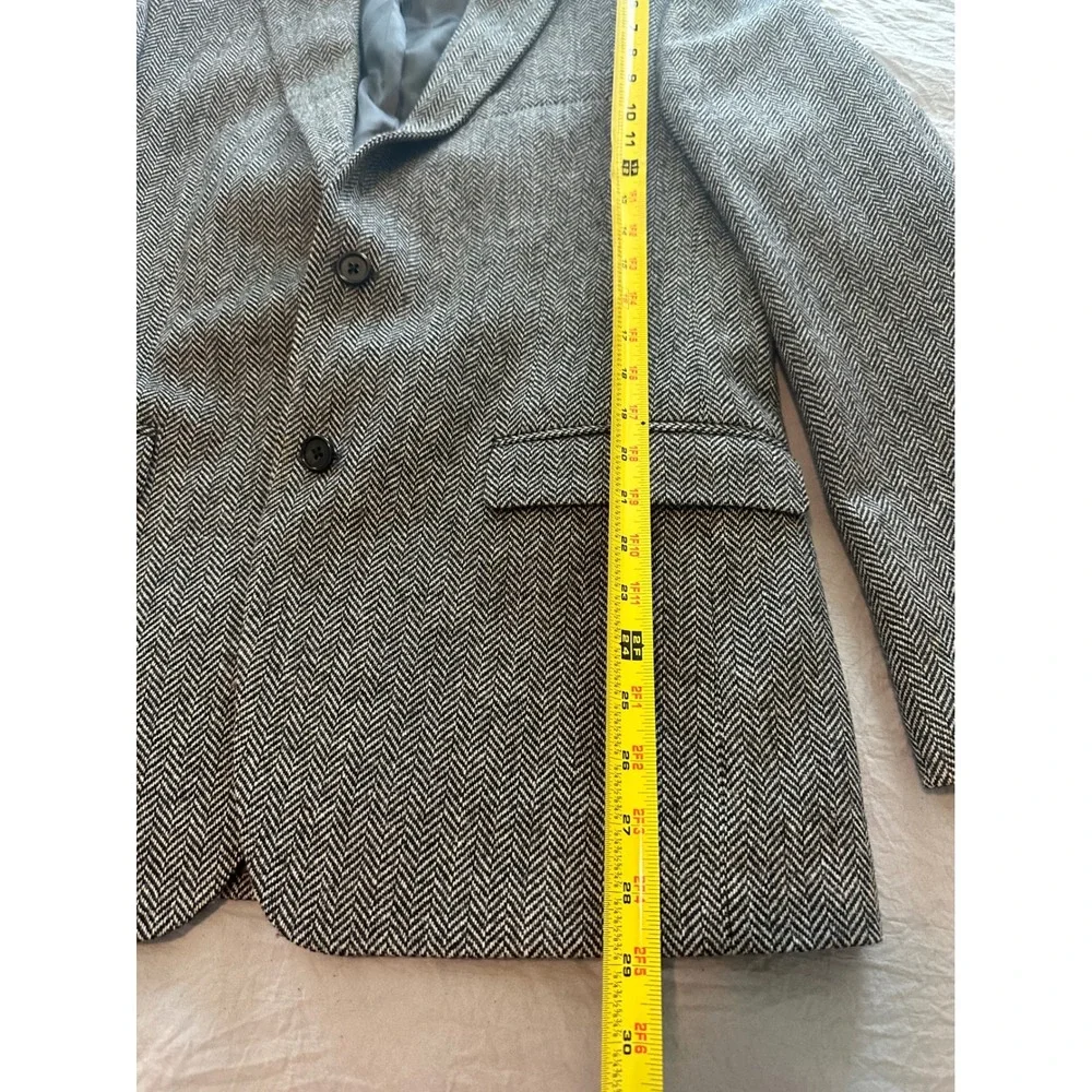 Lauren Ralph Lauren Mens Slim Fit Herringbone Blazer Jacket Black White 40R